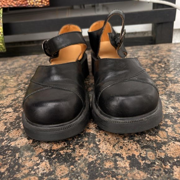 VINTAGE DR MARTENS Black Mary Jane Strap Cross Women's Sz 6 Chunky Platform - Picture 2 of 13